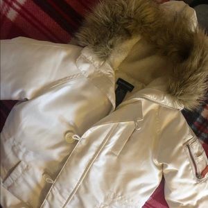 Kids Ralph Lauren down coat with fux fur hood